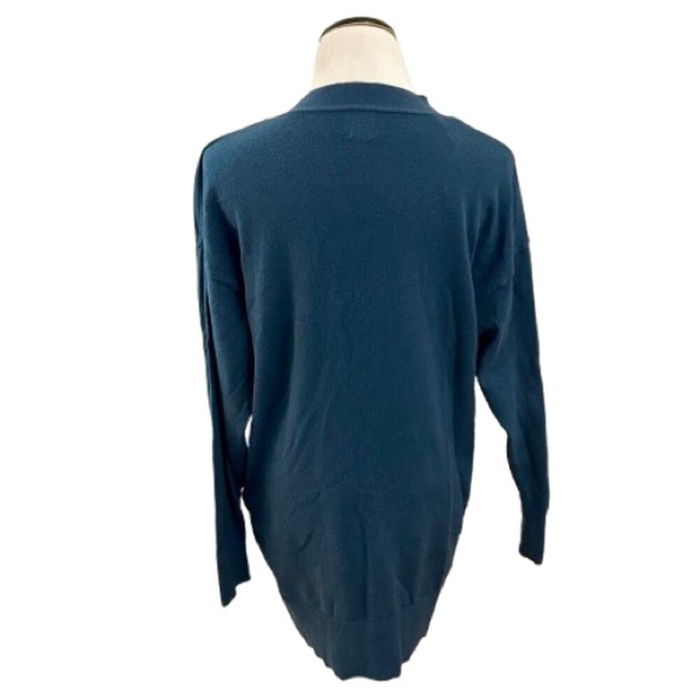 Worthington Teal Blue Grandpa Style Button-Up Long Sleeve Long Cardigan. Size M. - Picture 4 of 6